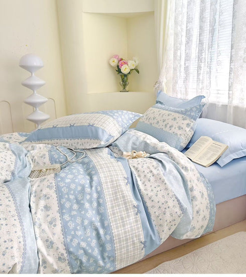 Florida Tulip 100% Pure Cotton Quality King Size Elastic Fitted Bedsheet with Coordinated Pillow Covers